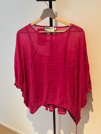 Transparente Viskosebluse mit Innentop Rosa