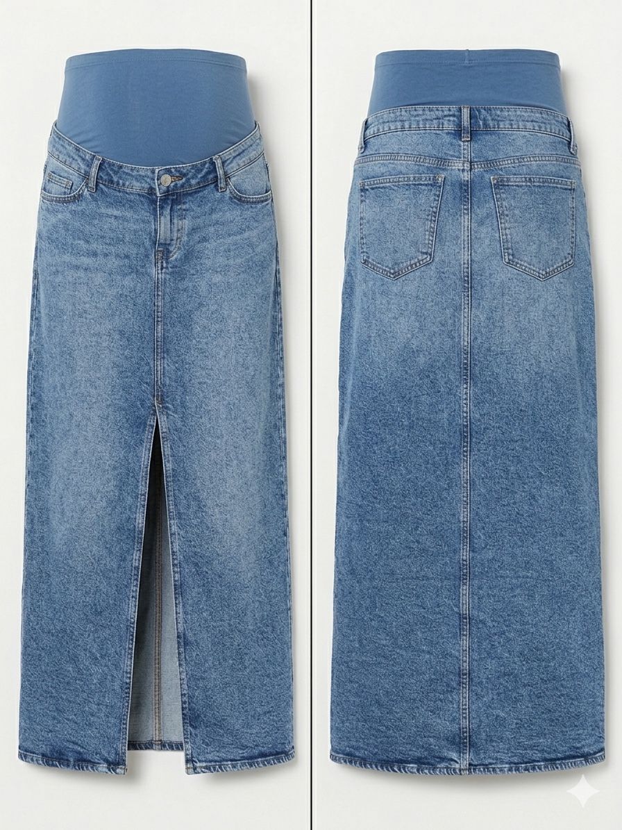 H&M Gonne: Long Denim Maternity Skirt with Slit - H&M – Usato da Bern venduto da a_m_ktz9