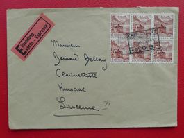 1944: Bahnpost auf Sechserblock-Block, CHATEAU D'OEX (VD)