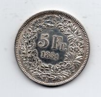 (705) Schweiz, 5 Franken 1851, Super, stgl