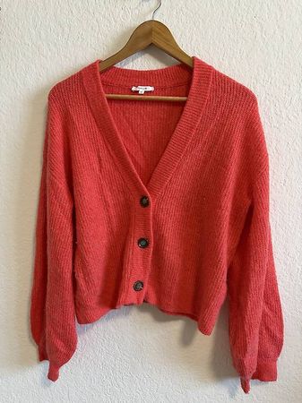 Kuschliger Cardigan in Korallenrot von OPUS, Grösse 38