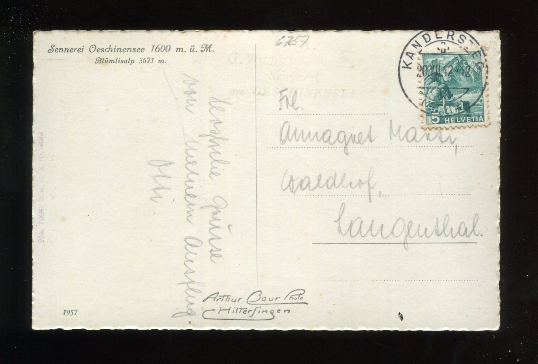 Ansichtskarten: Oeschinensee, Sennerei, Kandersteg – Gebraucht aus Aarau von Elmaar41 1