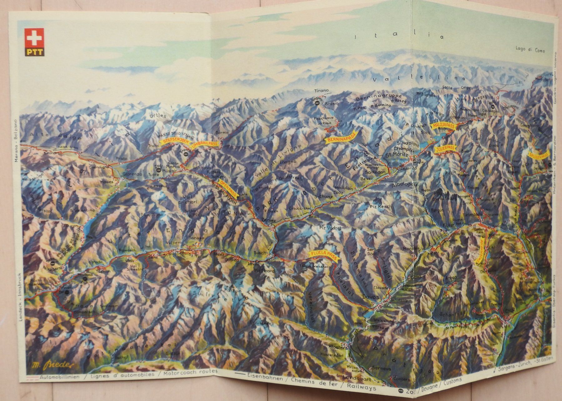 Documenti: Engadin Postauto-Prospekt, 50er Jahre, Vintage – Usato da Uznach venduto da killroy99 3