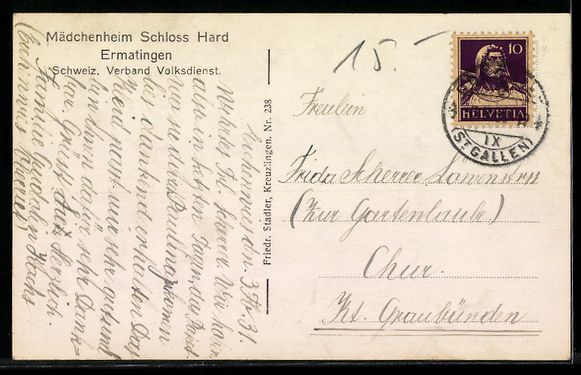 Cartoline postali: AK Ermatingen, Mädchenheim Schloss Hard – Usato da Berlin venduto da bartko-reher 1