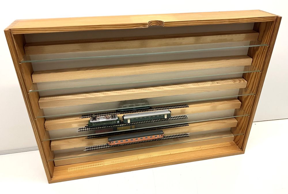 Holz-Vitrine Für 60 Hot Wheels – 1:64 Modellautos, Staubgeschützt Mit Acrylglas, Wandmontage, Schwarzes Finish