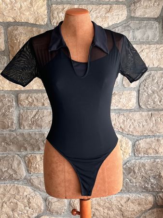 FEELGOOD PARIS Schwarzer Body mit transparenten Ärmeln Gr. S