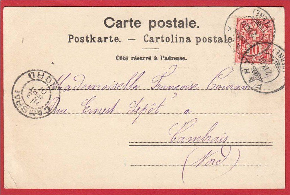 Cartoline postali: FONTAINES SUR GRANDSON 1901 – Usato da Grüningen venduto da Kartenlaube 1
