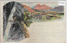 Bad Ragaz - Tamina-Schlucht - Litho 1899