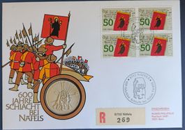 Numisbrief 600 J. Schlacht bei Näfels Franco Annoni Silber