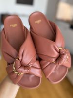 Fendi Sienna Nappa Slides Sandals, 37.5 worn twice