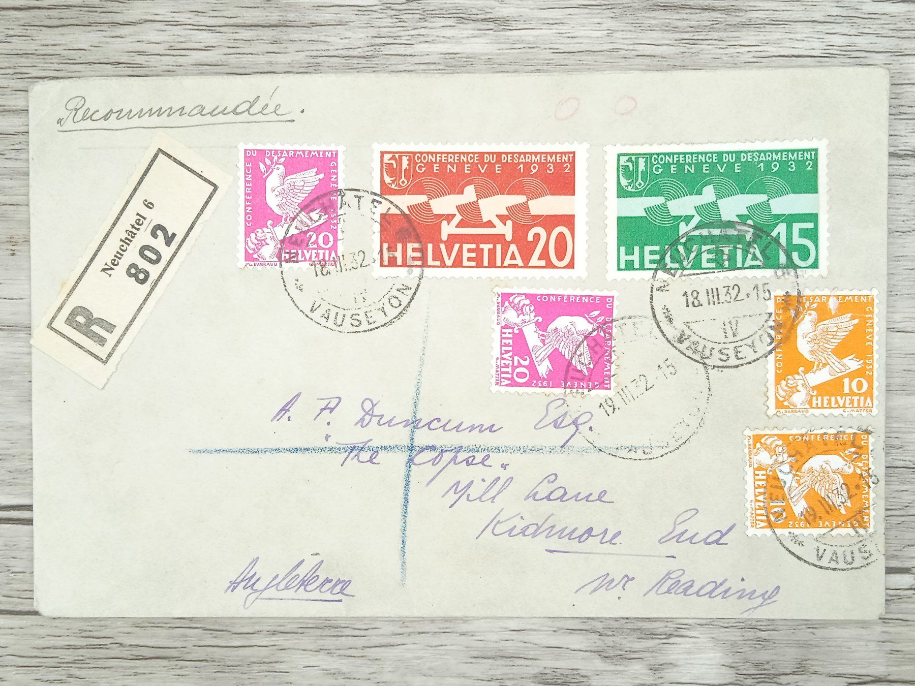 Tutti i francobolli: TR68 Enveloppe + Timbre Suisse 1932 – Usato da Cousset venduto da Patrick_Collections