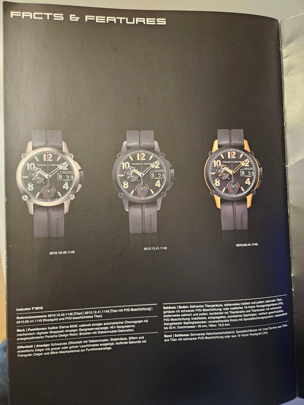 Eterna Documenti: Porsche Design by Eterna Indicator P'6910 Farbkatalog 2008 – Usato da Langendorf venduto da Bruenu 3