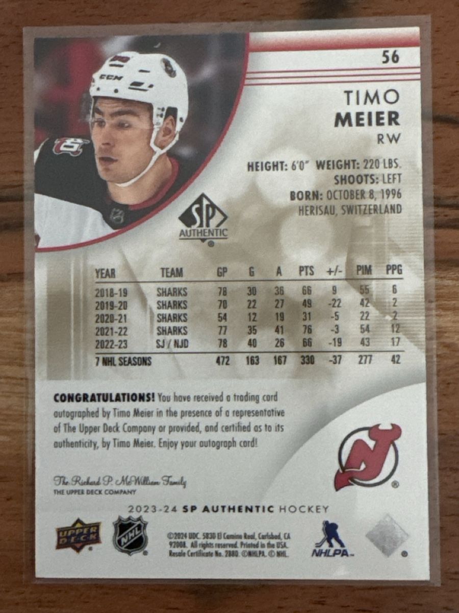 NHL Carte collezionabili: Timo Meier New Jersey Devils signiert – Usato da Grüningen venduto da Peterpan99 2