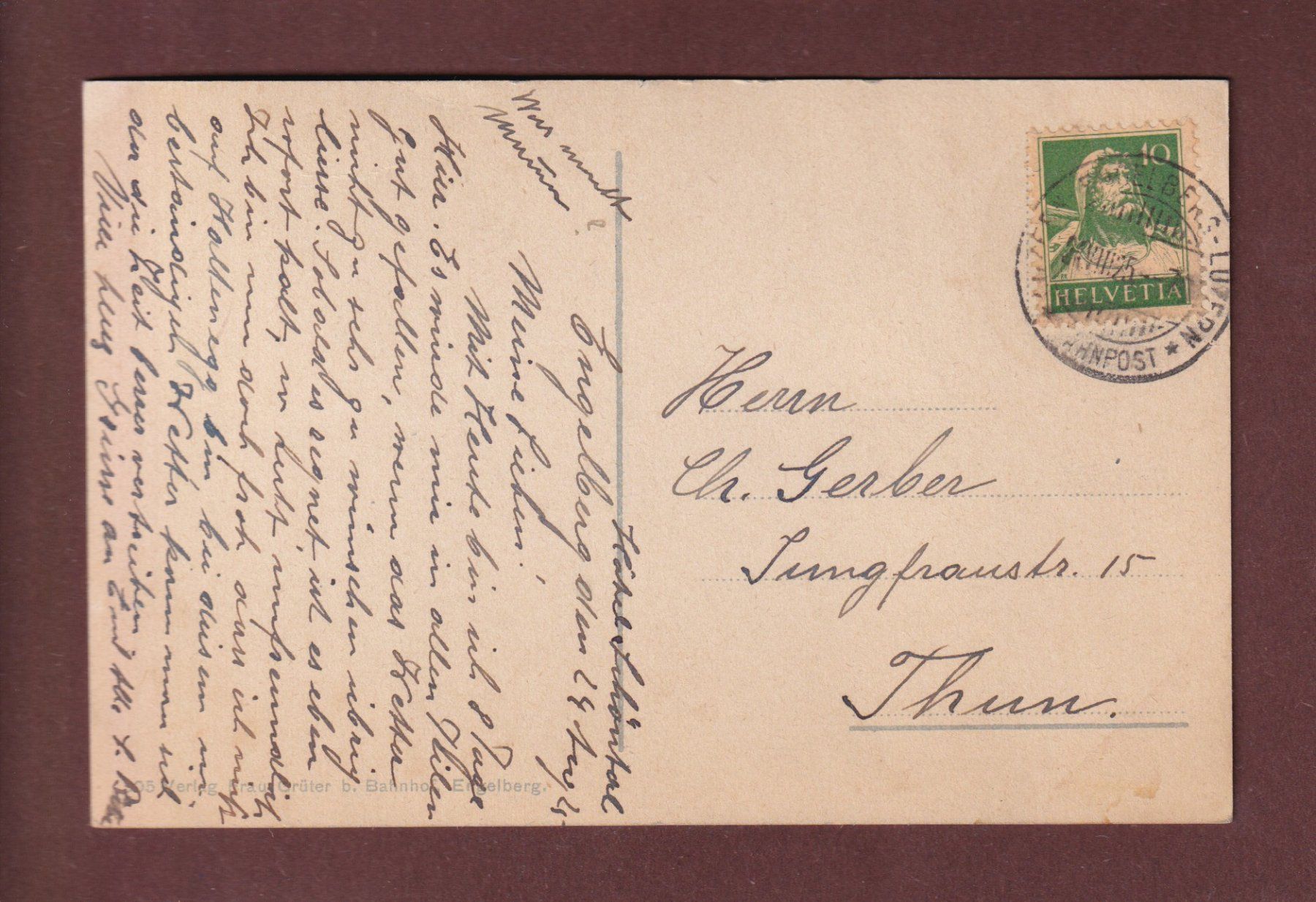 Ansichtskarten: ENGELBERG mit Juchli - 1925 – Gebraucht aus Pully von nicecards-shop 1