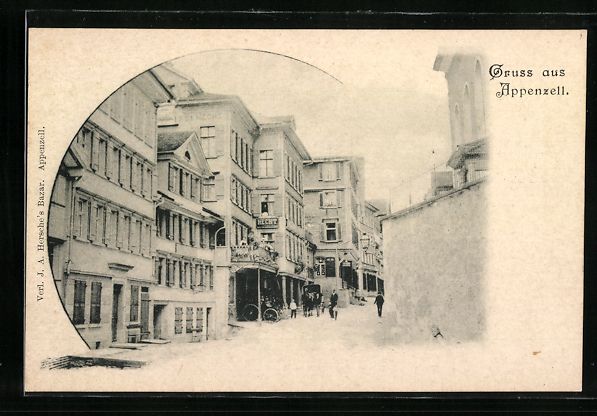 Cartoline postali: Appenzell, Strassenpartie mit Geschäft  – Usato da Berlin venduto da bartko-reher