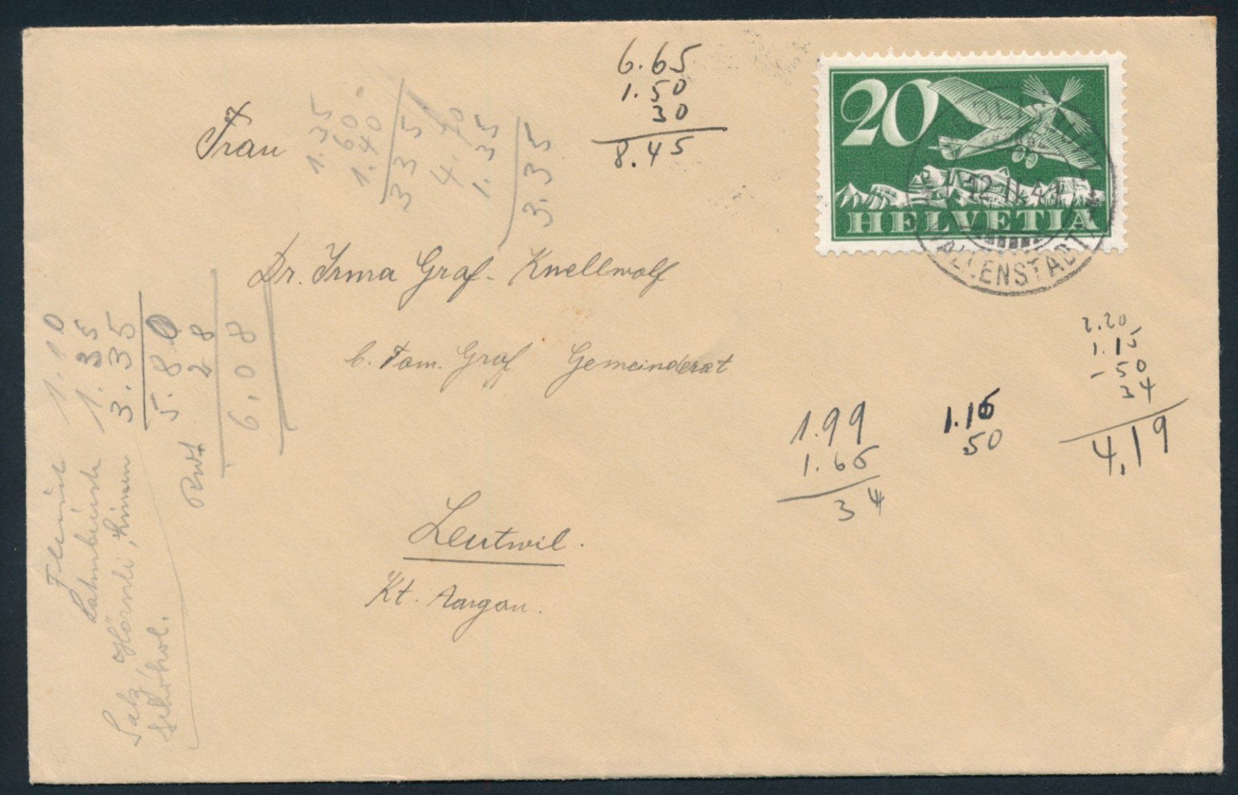 Alle Briefmarken: Flugpost F4 auf Brief – Gebraucht aus Bonau von Profila3