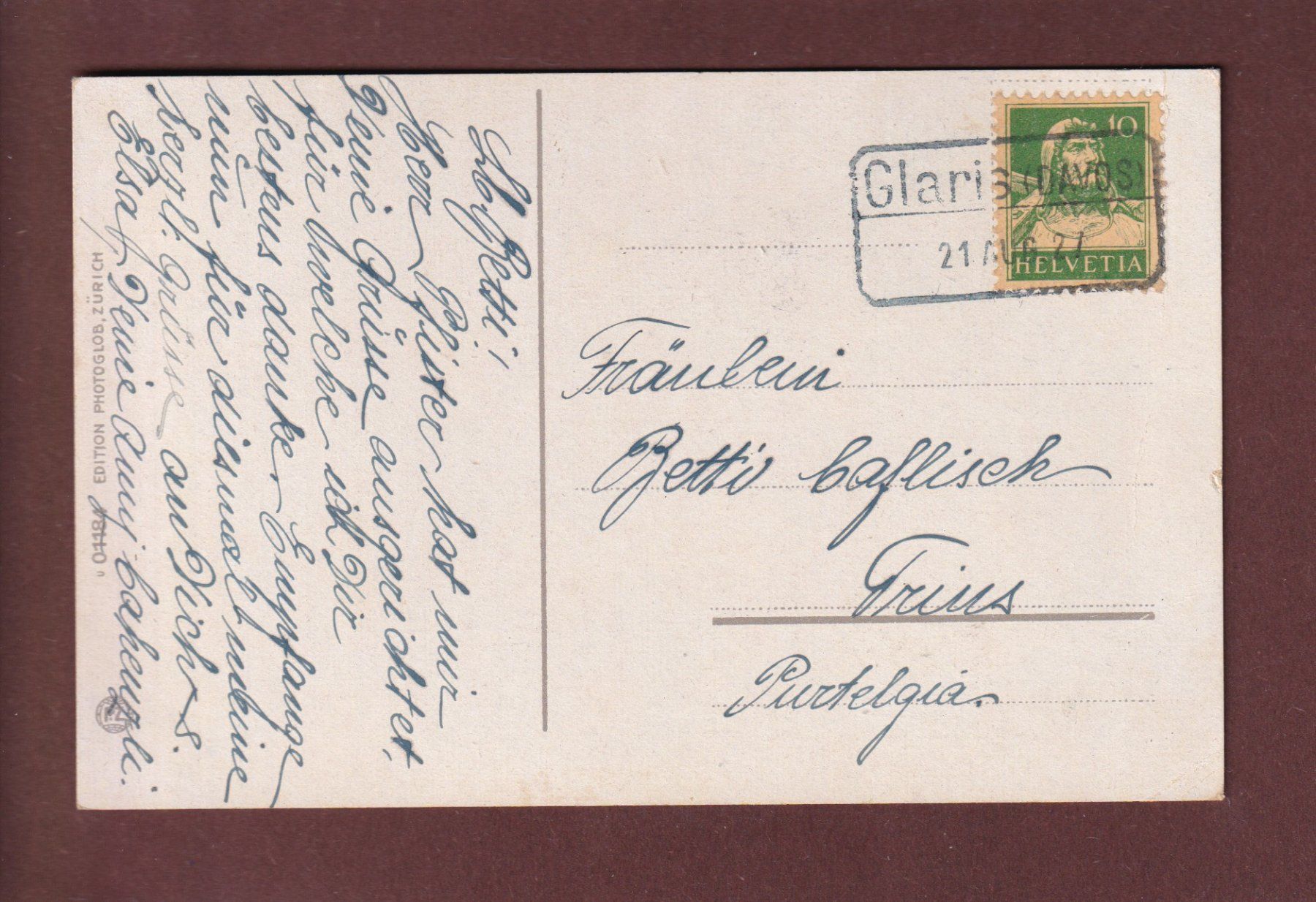 Cartoline postali: DAVOS-SPINABAD - 1927 Stempel // Falte // – Usato da Pully venduto da nicecards 1