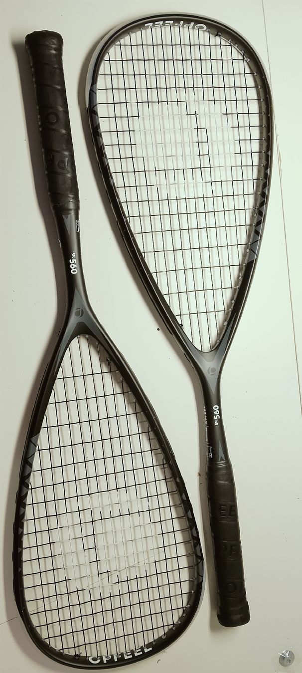 Racchette: 2 Squash schleger Carbon Power shaft – Usato da Biel/Bienne venduto da Vintage-timearts