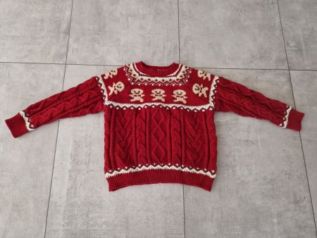 Roter Strickpullover mit Muster, Grösse S