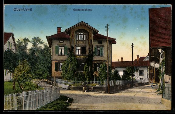 Cartes postales: AK Ober-Uzwil, Gemeindehaus – D'occasion à Berlin par bartko-reher