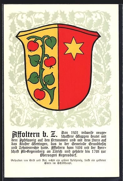 Cartoline postali: Affoltern am Albis, Wappen der Gemeinde – Usato da Berlin venduto da bartko-reher
