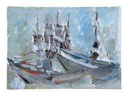 Peinture paysage marin à l'huile sur toile, signée