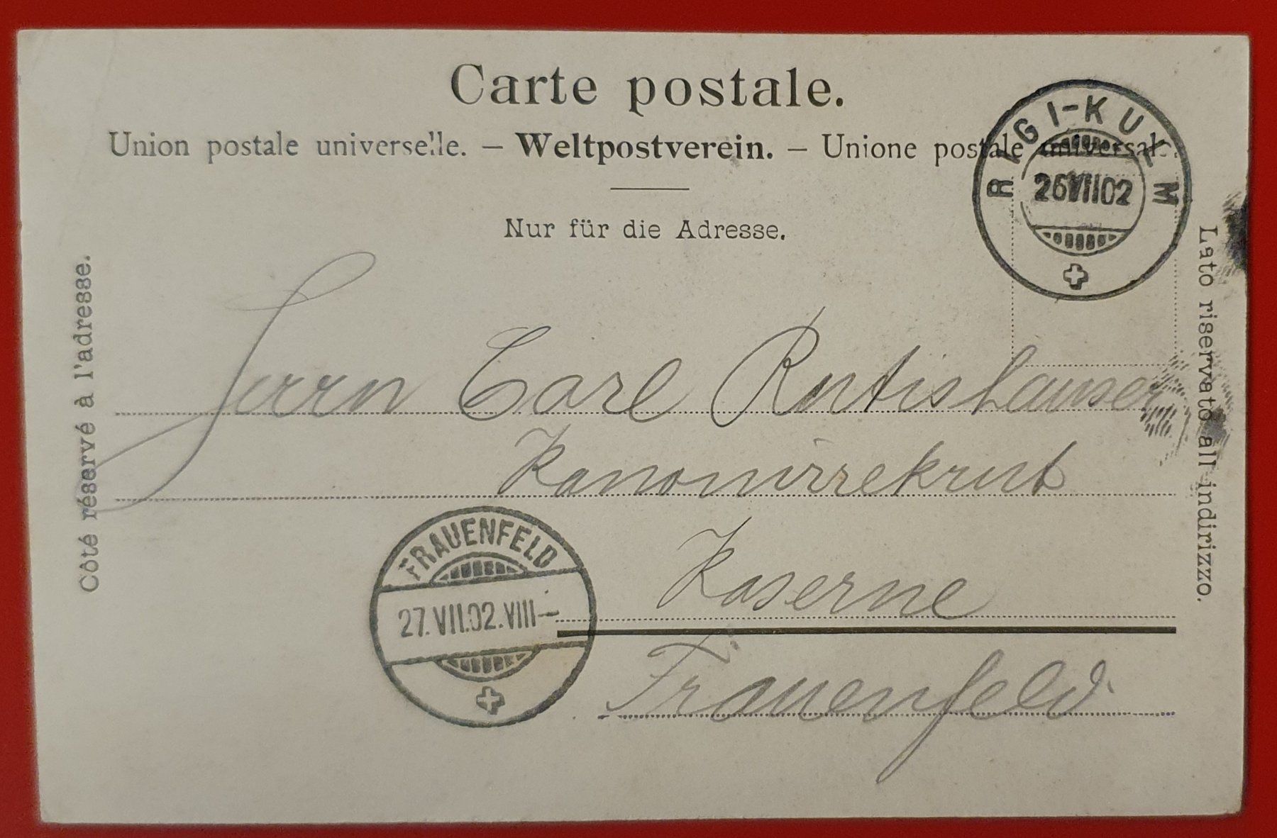 Cartoline postali: Rigi Kulm 1902 – Usato da Kreuzlingen venduto da Rschweiz1 1