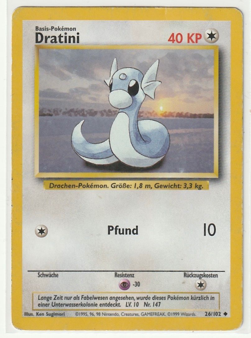 Pokémon Sammelbilder & Trading cards: Pokémon 1999 Dratini (26/102), Base Basis Set – Gebraucht aus Biel/Bienne von historian-198