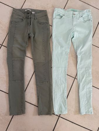 2 stretch Jeans Mädchen Gr. 152/12, Top Zustand, Olive, Mint