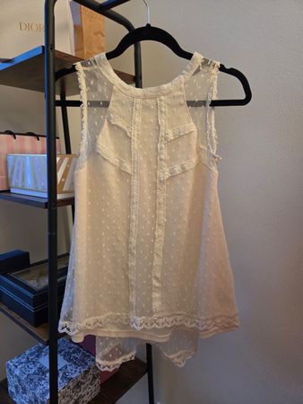 🤍 Danity Spitzen-Top Gr. S – Boho ✨  Wunderschönes weisses