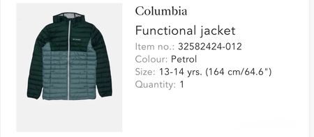 Columbia Jacke Grösse 13-14 Jahre NEU