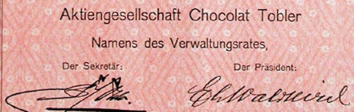 Documenti: AG Chocolat Tobler Bern - 1920 – Usato da Solothurn venduto da Sgasche 1