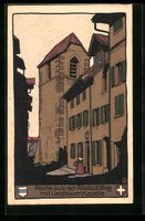 Steindruck-AK Zug, Liebfrauen-Kapelle in