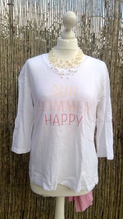 Lot 2x Sweat T-shirt manches 3/4 rose & blanc, t. M, NEUF