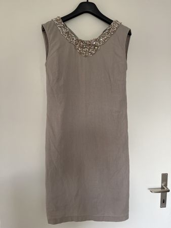Elegantes Leinenkleid Etuikleid taupe von Ashley Brooke 38