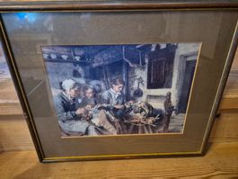 Alte Lithographie, L. Lhermitte, gerahmt