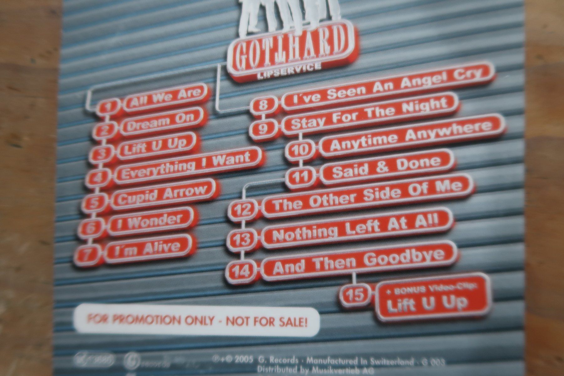 CD: GOTTHARD - LIPSERVICE - STEVE LEE - RARE PROMO CD – Usato da Basel venduto da Patiscat 2