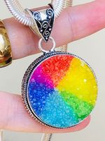 DRUSY DRUZY ANTIQUE DESIGN PENDANT 2" COLLIER