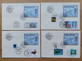 14 Briefe mit Stickerei-Marke Helvetia 500