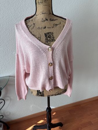 Kurze Strickjacke rosa M/L