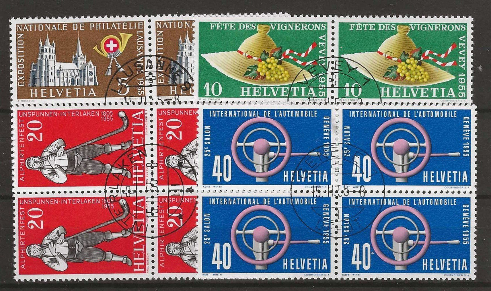 Tutti i francobolli: 1955 : Serie Nr. 320 - 323 im VB, Ersttag – Usato da Gümligen venduto da Geniusbuy