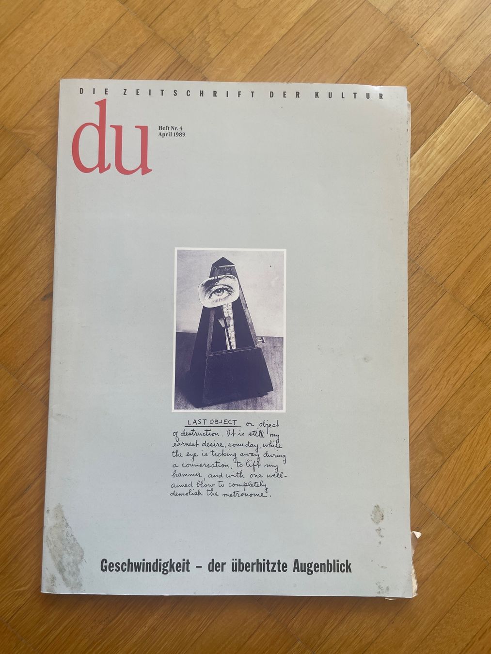 Riviste & Magazine: DU Zeitschrift, Heft 4, 1989, Geschwindigkeit – Usato da Zürich venduto da Chrigelvelo