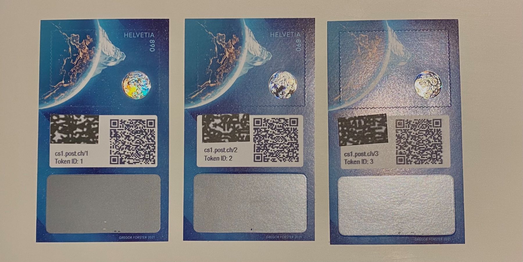 Tutti i francobolli: Swiss Crypto Stamp 1 + 2 + 3 – Nuovo (secondo la descrizione) da Winterthur venduto da grischa_2000