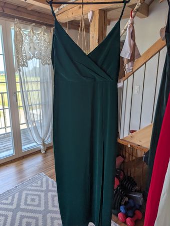 Kleid dunkelgrün Spaghettiträger Grösse uS