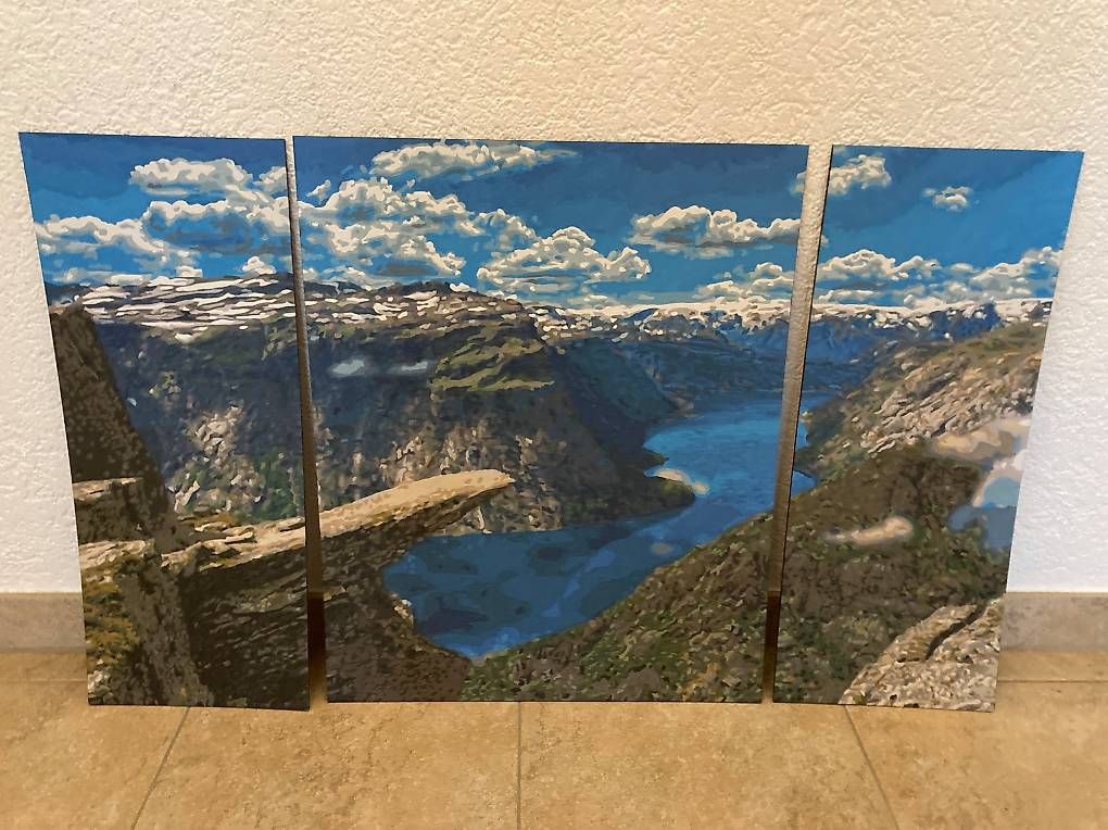 Dipinti: Bild/Gemälde von Norwegen "Trolltunga", 3-teilig – Usato da Gelterkinden venduto da froggy80