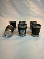 6 Zinnbecher/Zinnbecherli, Handguss Zinn, Fein Zinn 95%,Top