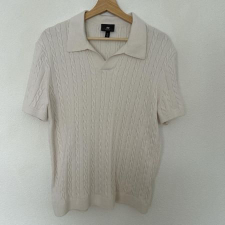 off-white knit polo shirt