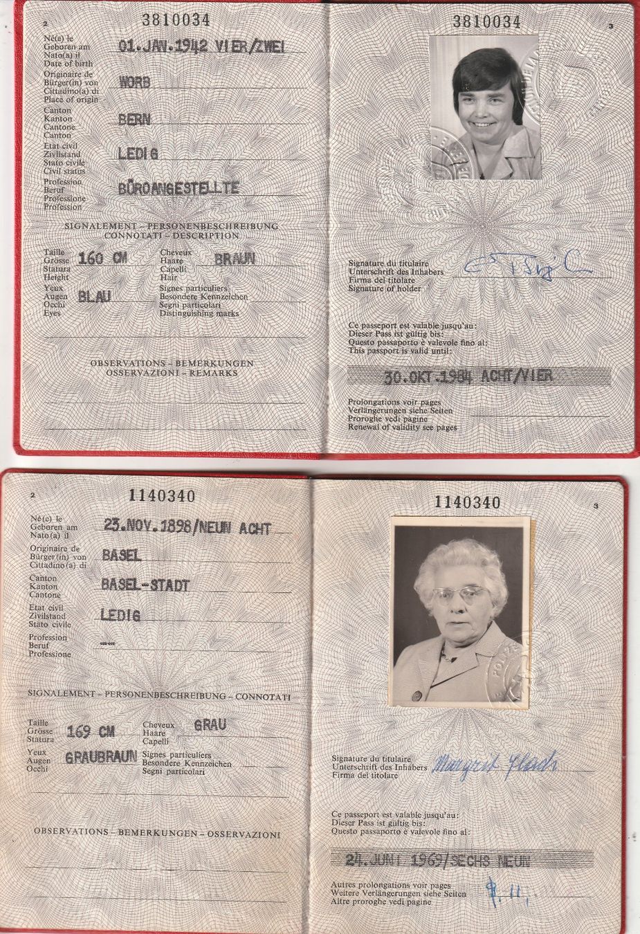 Ansichtskarten: 2 Schweizer Pässe 1964 und 1979 – Gebraucht aus Rorschacherberg von  1