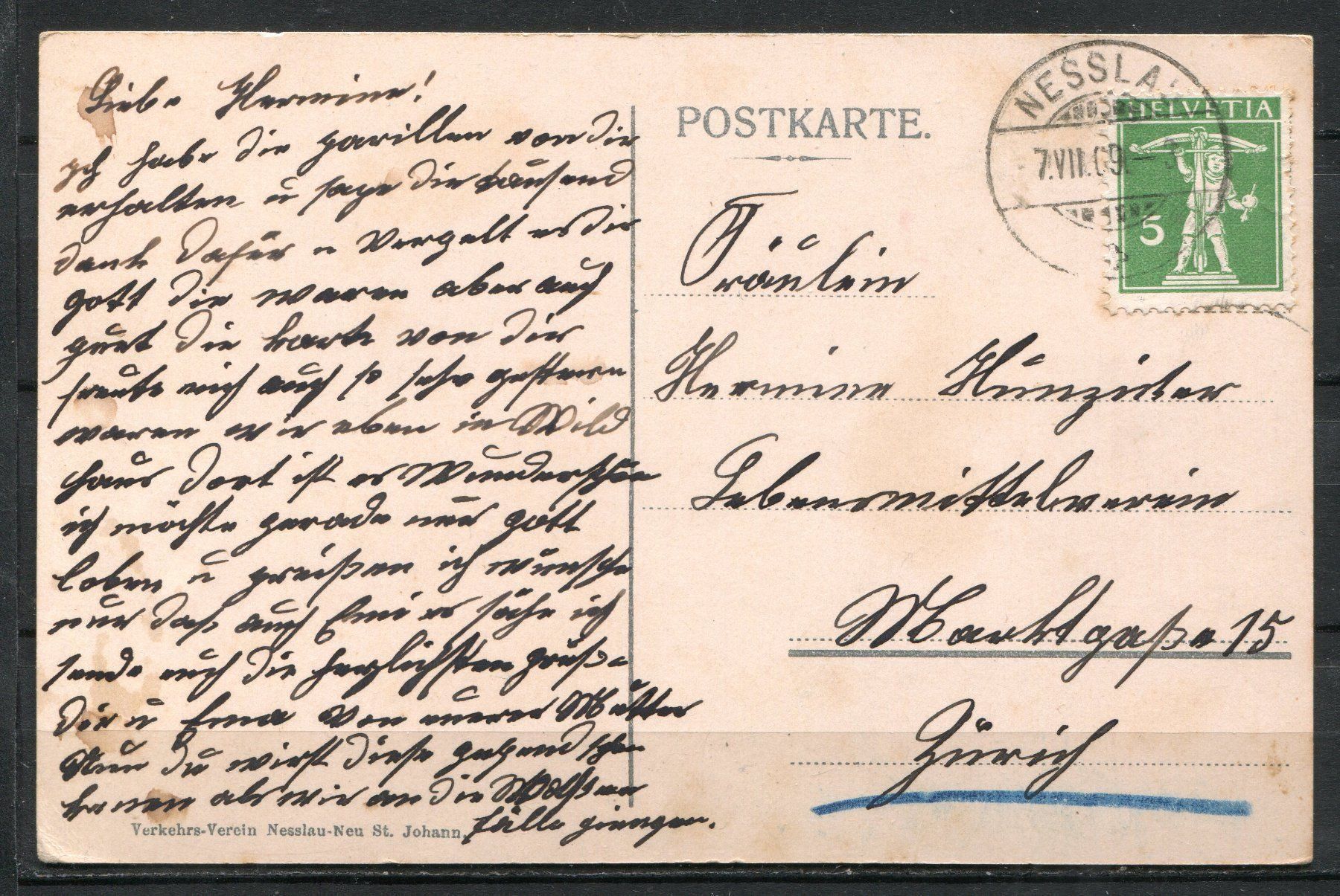 Cartoline postali: Nesslau  mit  Dicken  1909 – Usato da Aarau venduto da kufi44 1