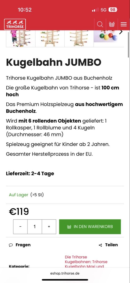 Giocattoli: Trihorse Kugelbahn Jumbo – Usato da Kölliken venduto da Vivii01 3